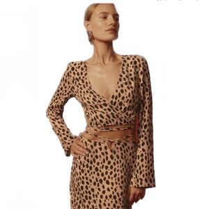 Reformation cheetah print wrap top
